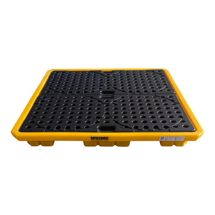 Spilldoc® Low Profile 4 Drum Spill Pallet with drain plug SD004L