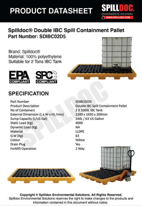 Spilldoc® Double IBC Spill Pallet SDIBC02D5